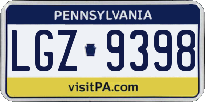 PA license plate LGZ9398