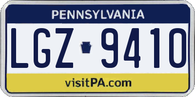 PA license plate LGZ9410
