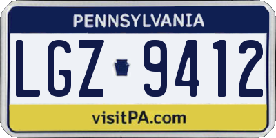 PA license plate LGZ9412