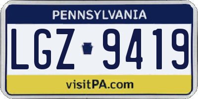 PA license plate LGZ9419