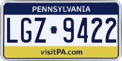 PA license plate LGZ9422