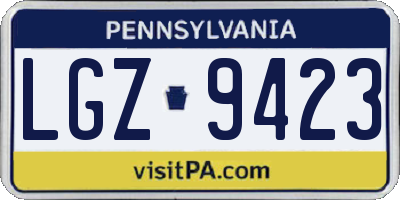PA license plate LGZ9423