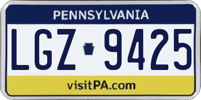 PA license plate LGZ9425