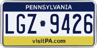 PA license plate LGZ9426