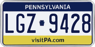 PA license plate LGZ9428