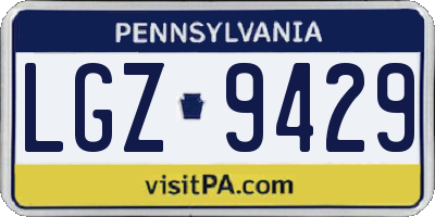 PA license plate LGZ9429
