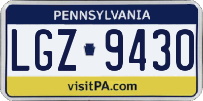 PA license plate LGZ9430
