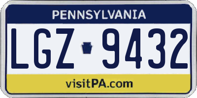PA license plate LGZ9432