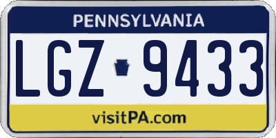 PA license plate LGZ9433