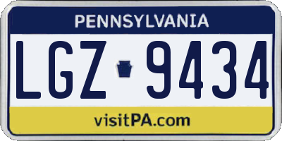 PA license plate LGZ9434