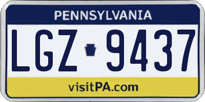 PA license plate LGZ9437