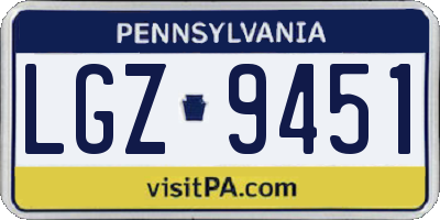 PA license plate LGZ9451