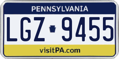 PA license plate LGZ9455