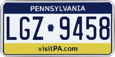 PA license plate LGZ9458