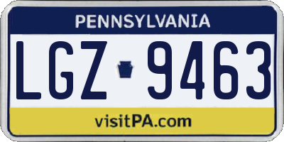PA license plate LGZ9463