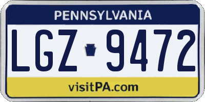 PA license plate LGZ9472