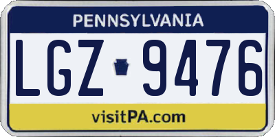 PA license plate LGZ9476
