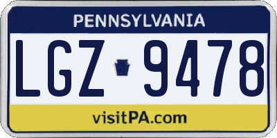 PA license plate LGZ9478