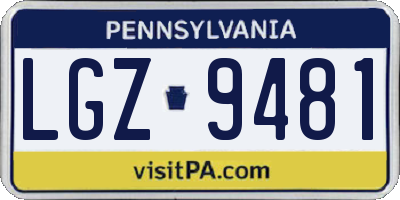 PA license plate LGZ9481