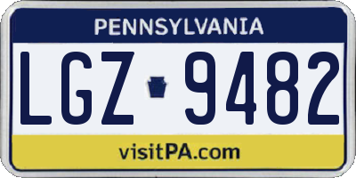 PA license plate LGZ9482