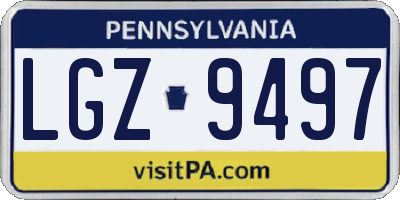 PA license plate LGZ9497