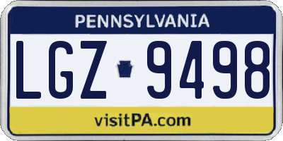 PA license plate LGZ9498