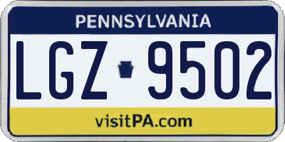 PA license plate LGZ9502