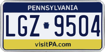 PA license plate LGZ9504
