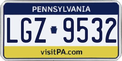 PA license plate LGZ9532