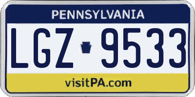 PA license plate LGZ9533