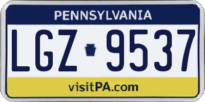 PA license plate LGZ9537