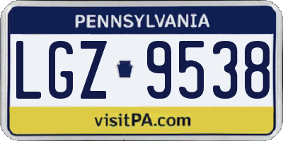 PA license plate LGZ9538