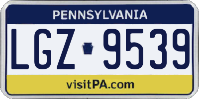 PA license plate LGZ9539