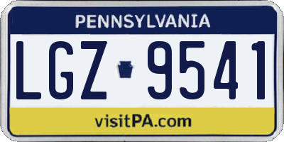 PA license plate LGZ9541