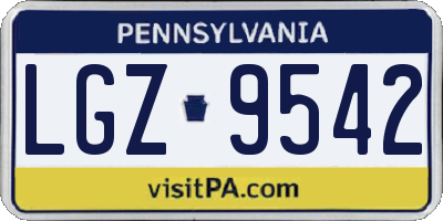 PA license plate LGZ9542