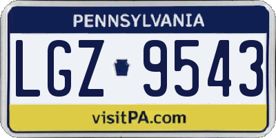 PA license plate LGZ9543