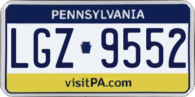 PA license plate LGZ9552