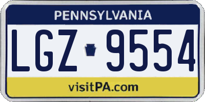 PA license plate LGZ9554