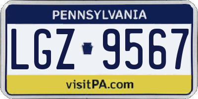PA license plate LGZ9567