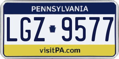PA license plate LGZ9577