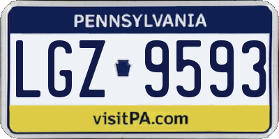 PA license plate LGZ9593
