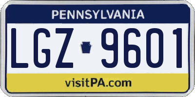 PA license plate LGZ9601