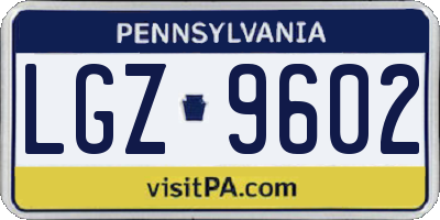 PA license plate LGZ9602