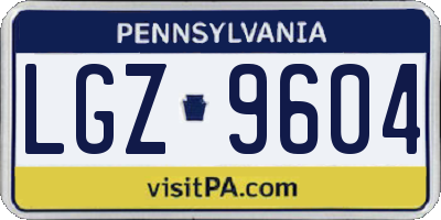 PA license plate LGZ9604