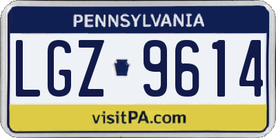 PA license plate LGZ9614