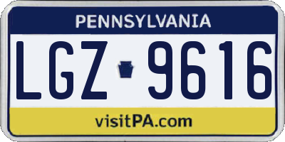 PA license plate LGZ9616