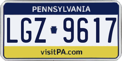 PA license plate LGZ9617
