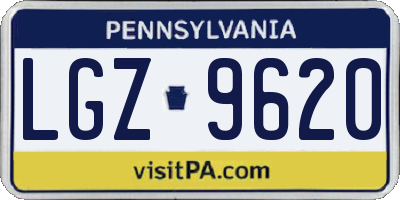 PA license plate LGZ9620