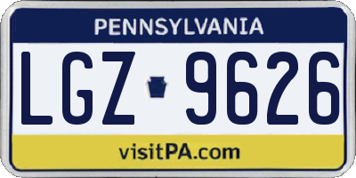 PA license plate LGZ9626