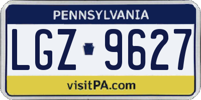 PA license plate LGZ9627